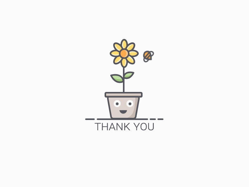 Thank you bee flower flower pot leaf leaves pot response page shot smile thank you