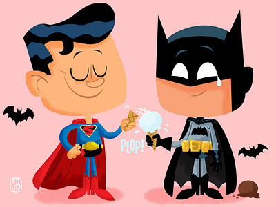 Friends Forever: Superman and Batman comics illustration popart