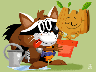 Friends Forever: Rocket Raccoon and Groot comics illustration popart