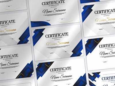 modern certificate in blue and gold