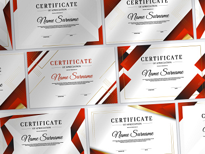 modern certificate in red and gold