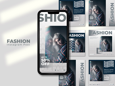 Fashion sale social media post template aesthetic branding design discount fashion graphic design illustration instagram marketing modern new online post presentation promo sale set template trendy vector