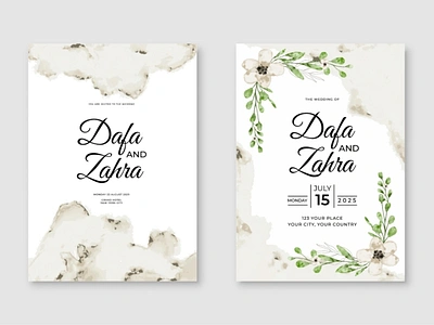 Luxurious watercolor wedding invitation card template brown elegant engagement flower graphic invitation leaf luxury marriage minimal postcard print save the date set vector watercolor wedding