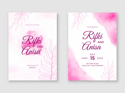 Luxurious watercolor wedding invitation card template