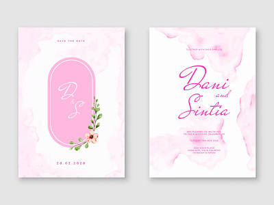 Luxurious watercolor wedding invitation card template a4 celebration collection design elegant engagement flower graphic invitation leaf luxury marriage minimal new party pink postcard set watercolor wedding