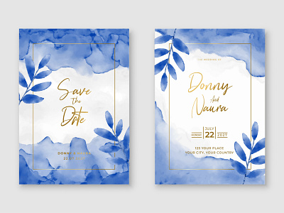 Luxurious watercolor wedding invitation card template