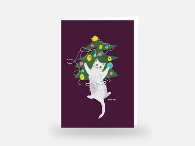 Cute cat ready for Christmas cat christmas card christmas tree colorful vector design fun illustration illustration xmas