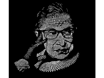 RGB black and white crosshatch digital illustration portrait rgb ruth bader ginsburg