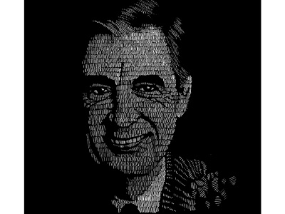 The Good Neighbor black and white crosshatch digital fred rogers gentle illustration kind mr. rogers neighborhood portrait