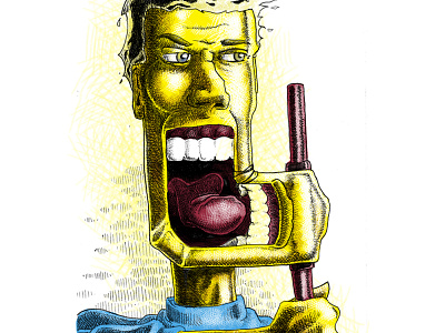 Jaw - golden remix cartoon crosshatch digital editorial funny illustration jaw portrait