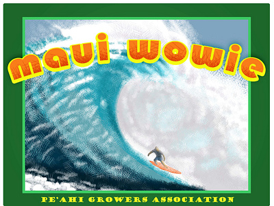 Maui Wowie cannabis crosshatch digital fruit box art illustration label