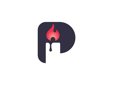 Letter P Candle Logo app branding candlelight candlestick fire flame letter p logo p logo ritual vector