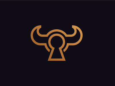 Bull Keyhole Logo animal logo app branding icon keyhole lock logo safe security vector wild