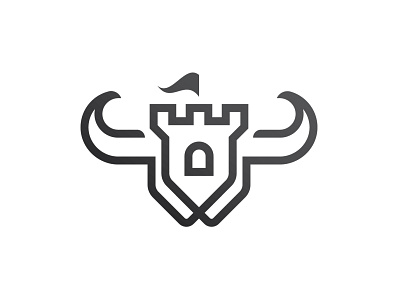 Castle Bull Logo animal logo app branding bull horn bull logo castle fort fortress kingdom logo strong vector wild