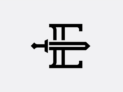 Letter E Sword Logo