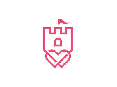 Love Castle Logo app branding castle dating fort guard heart icon inviting logo love security tower vector