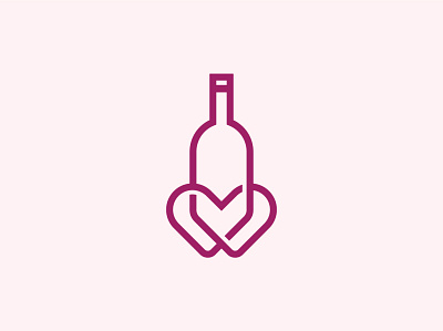 Wine Love Logo alcohol app bottle branding date dating drinks heart icon liquid logo love party romance vector wine