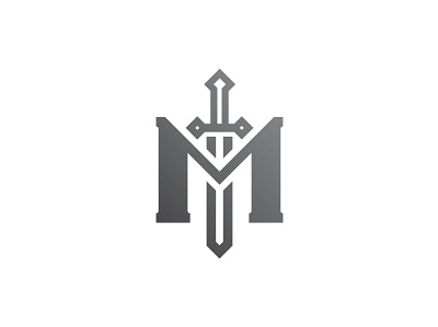 Letter M Sword Logo app branding fight icon knight letter m logo m logo m monogram strength sword vector war