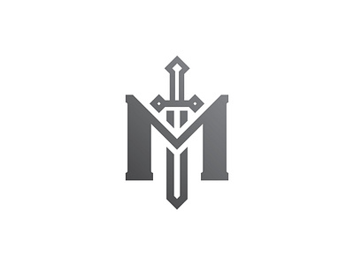 Letter M Sword Logo