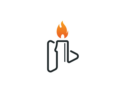 Candle Play Logo app branding candle entertainment fire flame icon logo media play vector