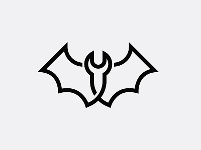 Bat Wrench Logo animal logo app bat logo branding fix icon logo mechanic repairs vector wild wings workers wrench