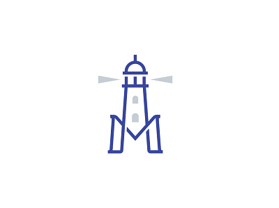 Letter M Lighthouse Logo app branding enlightenment icon letter m lighthouse logo m logo marine mark monoline sea light vector