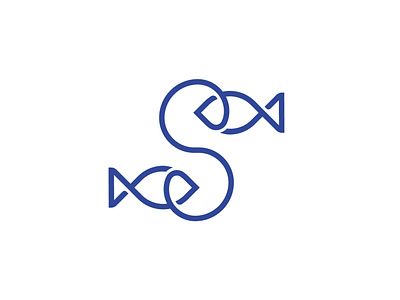 Letter S Double Fish Logo animal logo app branding double s logo fish logo icon logo marine ocean s logo s monoline sea food vector
