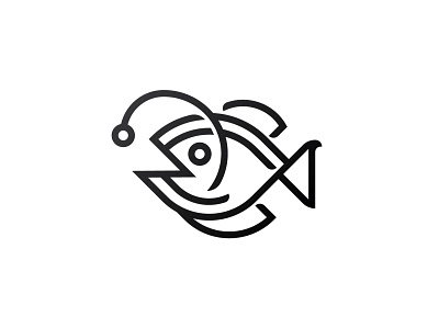 Anglerfish Logo anglerfish animal logo app branding fish logo icon liner logo logo monoline ocean sea vector wild