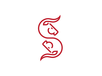 Letter S Bull Logo animal logo app branding bull double horn icon line logo s logo s monoline vector wild