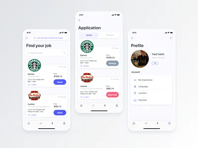 Hourly Jobs (gig) App app design gig interface job jobs minimal ui ux