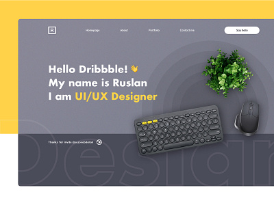 Hello Dribbble! branding debut design hello personal typography web website