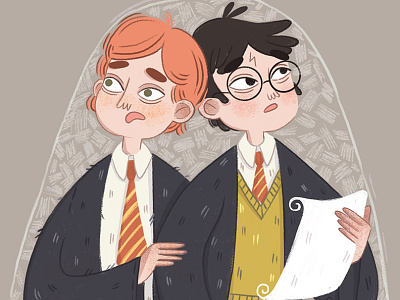 Harry Potter and Ron Weasley Harry Potter Week book cover book illustration characer character character design childrens book childrens magazine coloring book cute illustrations mascot package design picture book postcards stickers