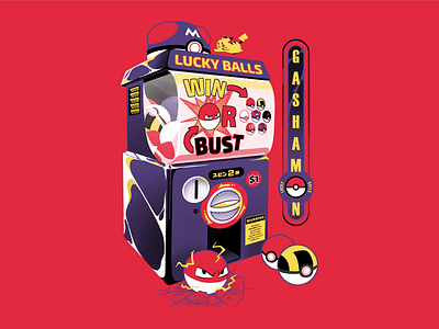 GashaMon anime balls gachapon graphic tee illustration monsters product team rocket tshirt video games