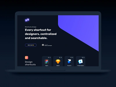 Shortcuts.design V2 - Sneak Peek blue dark blue dark mode dark theme dark ui darkmode gradient grid grid layout interface open source overview responsive shortcuts tools ui ui design ux ux design website