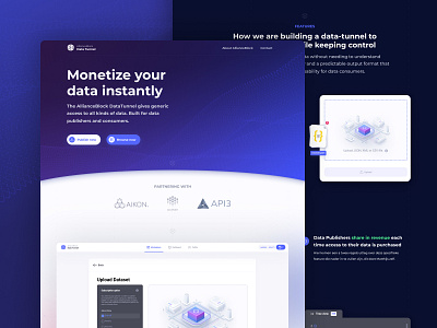 AllianceBlock - Data Tunnel Marketing Website blockchain blue branding btc corporate crypto cryptocurrency darkmode data visualisation decentralisation ehtereum eth finance hero illustration marketing website onepager product detail ripple