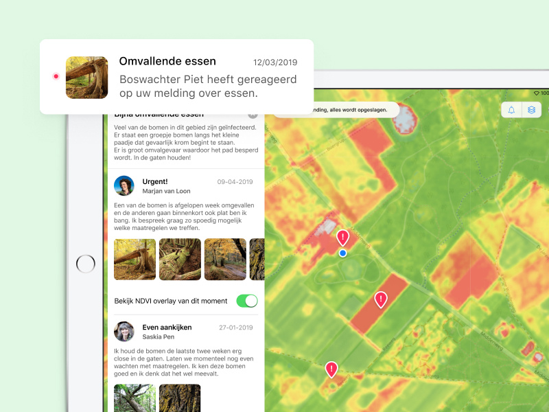 Vegetation Monitor - University project university ui design forester forest nature map notification ipad application ipad app ipad app design app