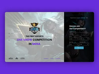 Gaming competition website boxes button buttons cards form gaming gaming website league leagueoflegends partners slider sponsors steps ui website