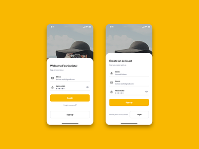 Fashiony - Log in & Sign up by Youssef Bsheer on Dribbble