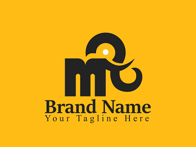 M Letter Elephant minimal brand branding business logo creative graphic design minimalist logo