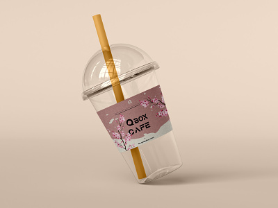 Q Box Cafe - Take Away Cup Lables cafe cafe branding coffee cup cup label graphic design labels season take away cup