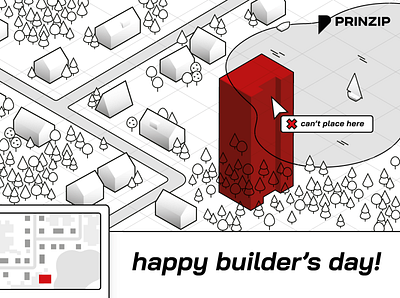 happy builder's day | prinzip | postcard adobe illustrator flat graphic design illustration postcard print