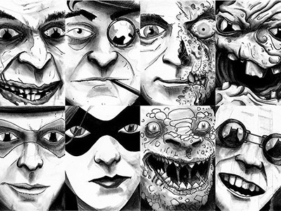 Rogues Gallery batman black and white comic book dc comics illustration villain