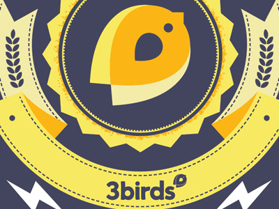 3 birds retro badge badge bird retro vector