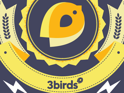 3 birds retro badge