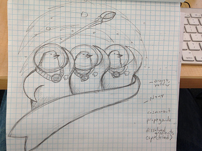 Astrobirds sketch grid pencil process sketch