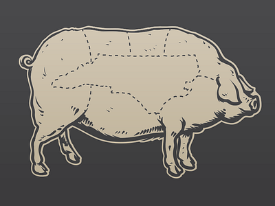 NC BBQ animal dotted grey illustration line north carolina pig state vector