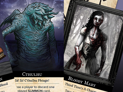 NecronomiCards book card creepy cthulhu dark game ghost horror illustration lovecraft monster necronomicon