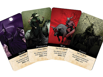 The 4 Horsemen of NecronomiCards card death evil game horror horse illustration skull