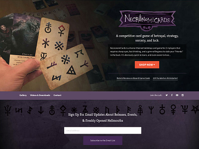 NecronomiCards.com card game creepy dark design game magic web website