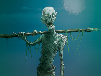 NecronomiCards - The Sea Draugr card game game illustration sea seaweed skeleton zombie